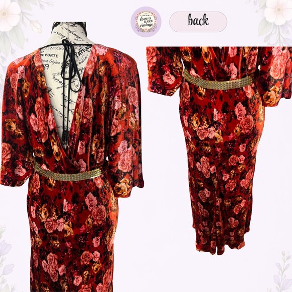 Johnny Was Floral Velvet Maxi Dress • Size L - Picture 3 of 7
